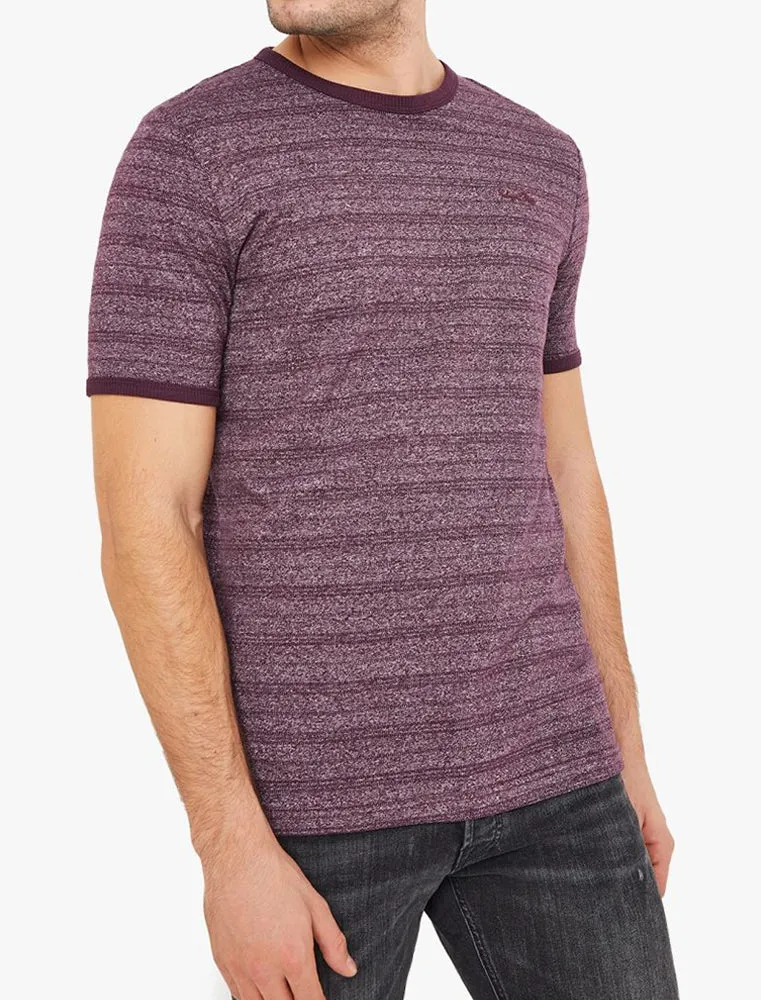 Winkworth Textured Grindle Stripe T-Shirt in Plum Perfect - Tokyo Laundry sold by Tokyo Laundry
