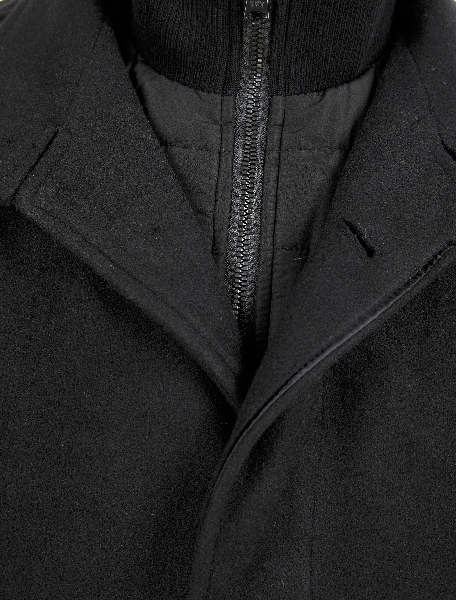 Indus Wool Look Funnel Neck Collar Tailored Coat with Quilted Mock Insert in Black - Tokyo Laundry sold by Tokyo Laundry product image thumbnail 3