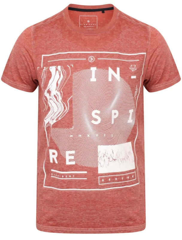 Warped Motif Burnout Jersey T-Shirt In Terracotta - Dissident sold by Tokyo Laundry
