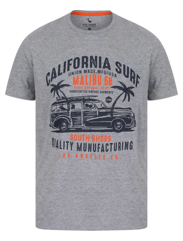 Armagh Motif Cotton Jersey T-Shirt in Light Grey Marl - South Shore sold by Tokyo Laundry