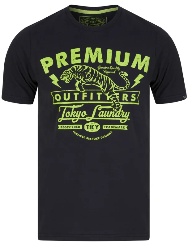 Premium Wheel Motif Cotton Jersey T-Shirt in Jet Black - Tokyo Laundry sold by Tokyo Laundry