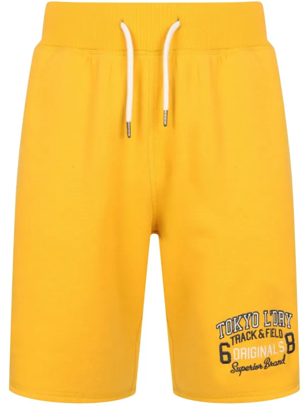 Otter Rock Motif Brushback Fleece Jogger Shorts in Yolk Yellow - Tokyo Laundry sold by Tokyo Laundry