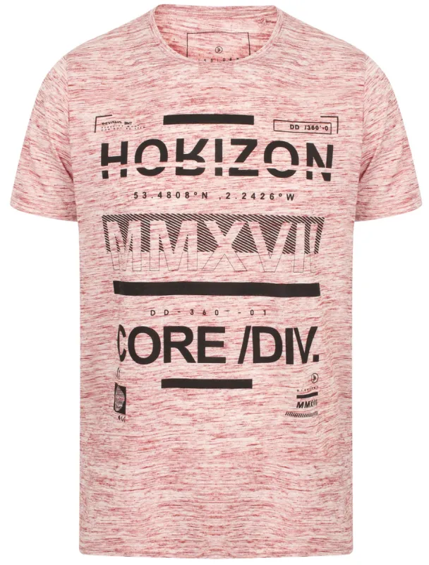 Rizon Graphic Motif Slub T-Shirt In Dark Red Marl - Dissident sold by Tokyo Laundry