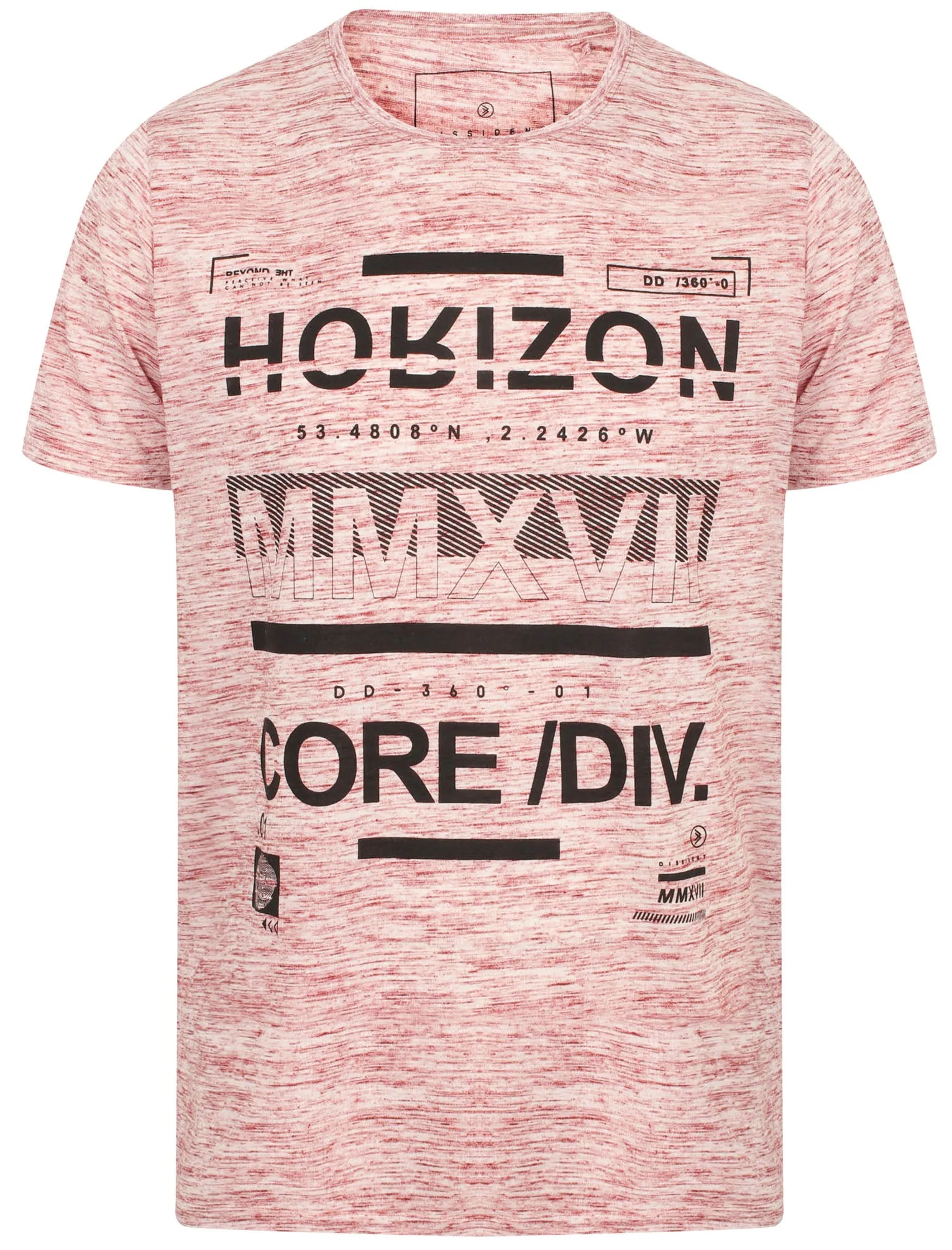 Rizon Graphic Motif Slub T-Shirt In Dark Red Marl - Dissident sold by Tokyo Laundry