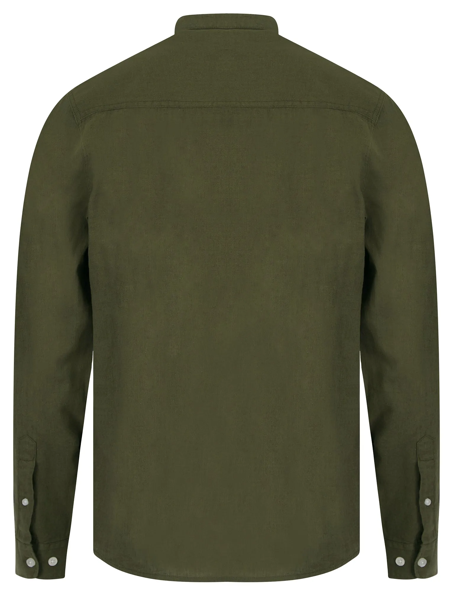 Gosier Grandad Collar Long Sleeve Cotton Linen Shirt in Ivy Green - Tokyo Laundry sold by Tokyo Laundry product image thumbnail 2