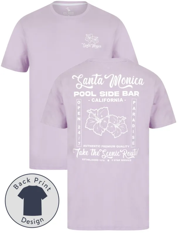 Pool Bar Motif Cotton Jersey T-Shirt in Pastel Lilac - South Shore sold by Tokyo Laundry