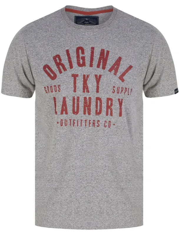 Cartel Motif Cotton Jersey Grindle T-Shirt in Light Grey - Tokyo Laundry sold by Tokyo Laundry