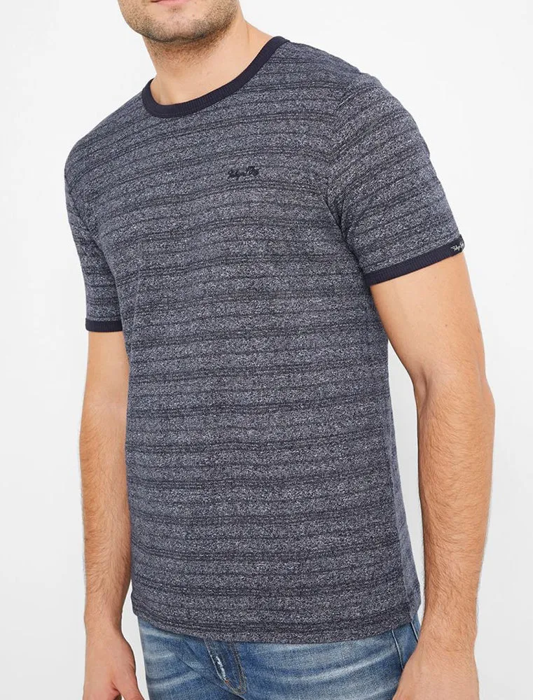 Winkworth Textured Grindle Stripe T-Shirt in Mood Indigo - Tokyo Laundry sold by Tokyo Laundry