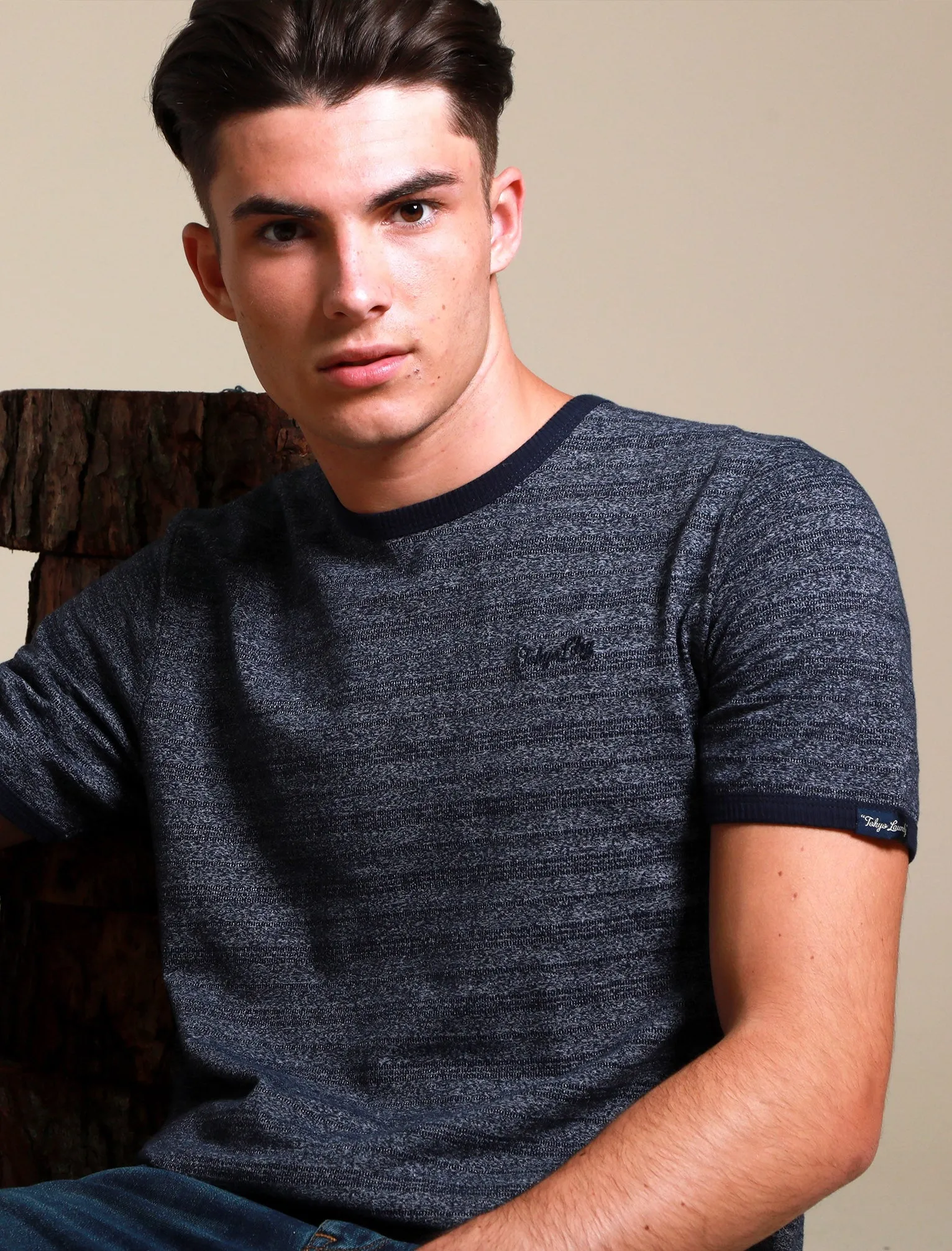 Winkworth Textured Grindle Stripe T-Shirt in Mood Indigo - Tokyo Laundry sold by Tokyo Laundry product image thumbnail 4