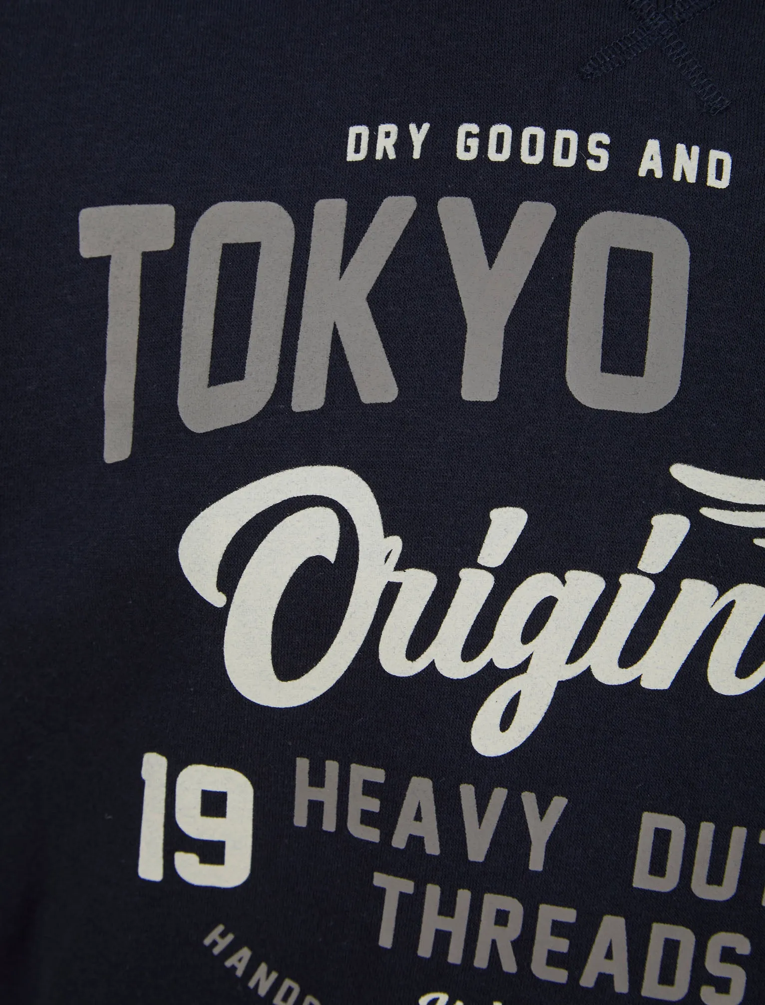 Travel Motif Brushback Fleece Pullover Hoodie with Tape Detail in Sky Captain Navy - Tokyo Laundry sold by Tokyo Laundry product image thumbnail 4