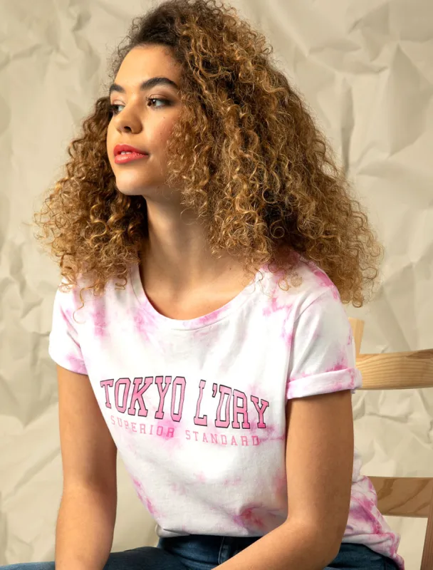 Petra Motif Tie Dye Cotton T-Shirt in Bright White - Tokyo Laundry sold by Tokyo Laundry