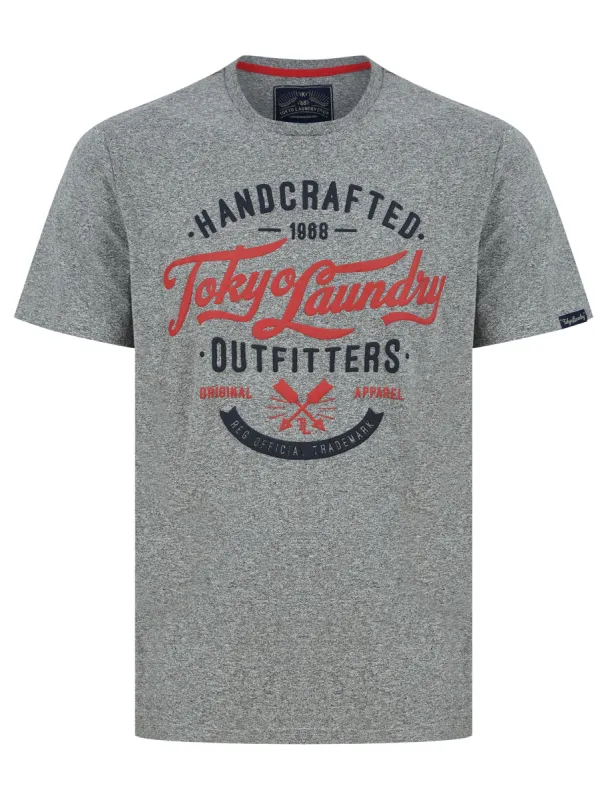 Raiser Motif Cotton Jersey Grindle T-Shirt in Light Grey - Tokyo Laundry sold by Tokyo Laundry