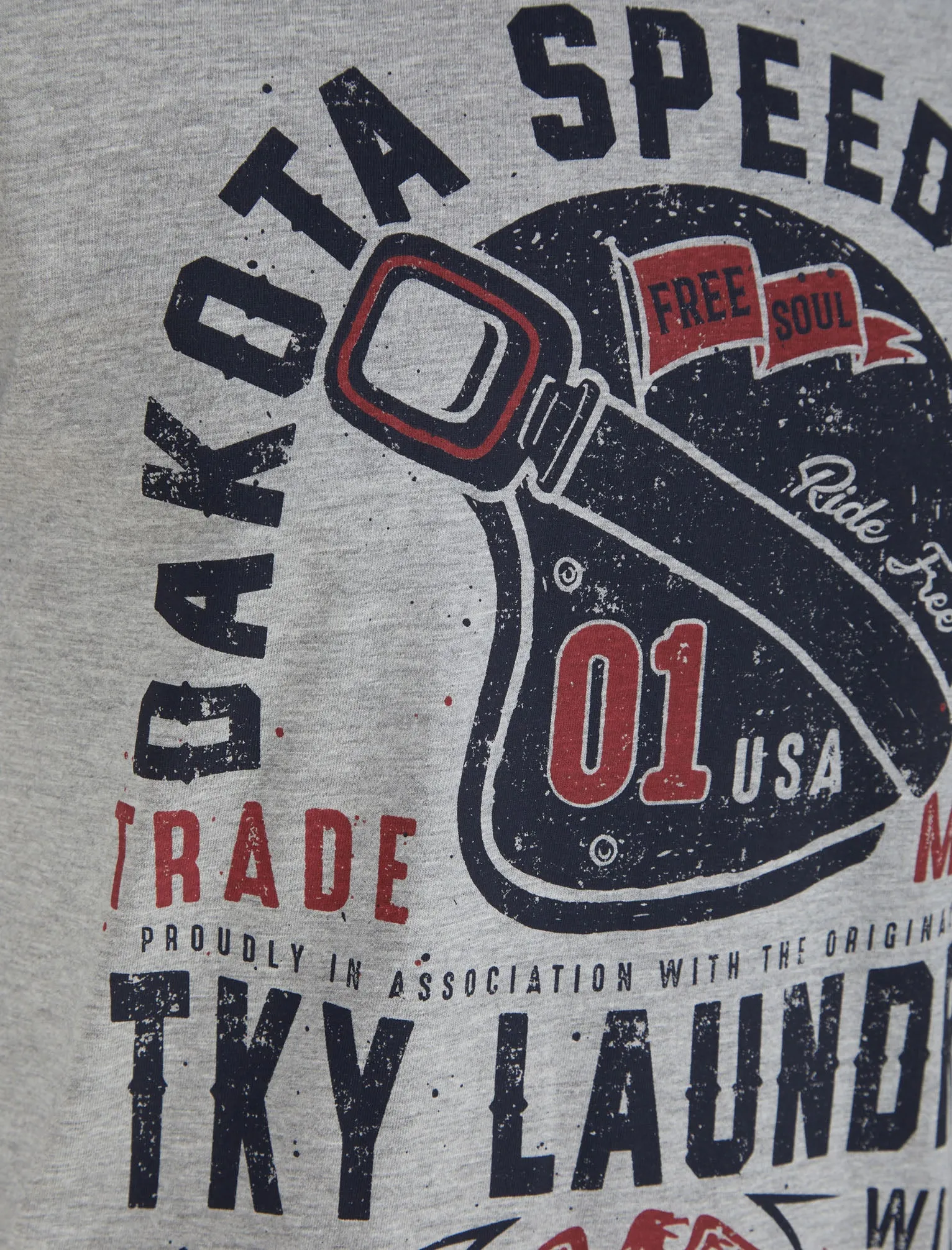 Dakota Speedsters Motif Cotton Jersey T-Shirt in Light Grey Marl - Tokyo Laundry sold by Tokyo Laundry product image thumbnail 3