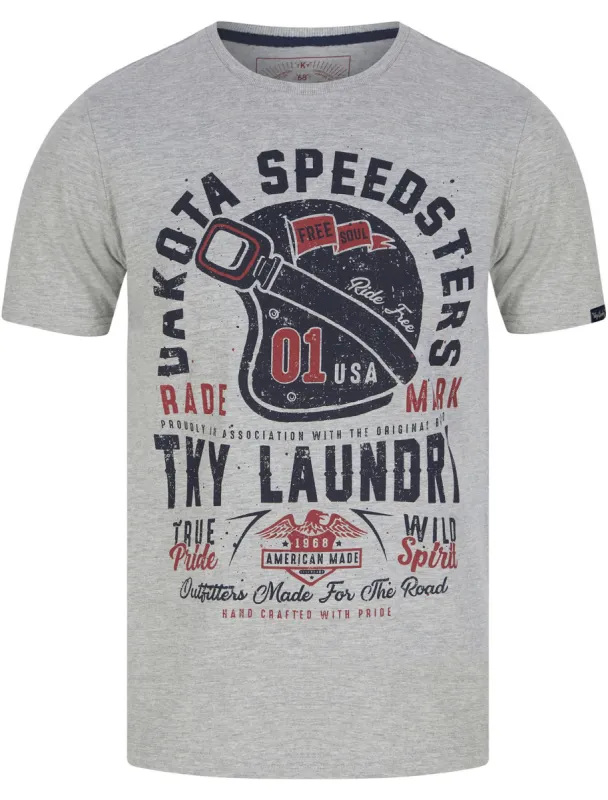 Dakota Speedsters Motif Cotton Jersey T-Shirt in Light Grey Marl - Tokyo Laundry sold by Tokyo Laundry