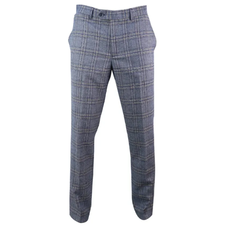 Brenden - Men's Blue Check Trousers sold by Tru Clothing