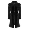 Black Luxury 3/4 Length Women's Suede Toscana Sheepskin Coat sold by Tru Clothing