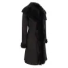 Black Luxury 3/4 Length Women's Suede Toscana Sheepskin Coat sold by Tru Clothing