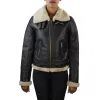 Women's Sheepskin Leather Coat Brown Beige Fur Women's Flying Jacket sold by Tru Clothing