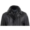 Men's 3/4 Duffle Jacket Sheepskin Long Button Zip Warm sold by Tru Clothing