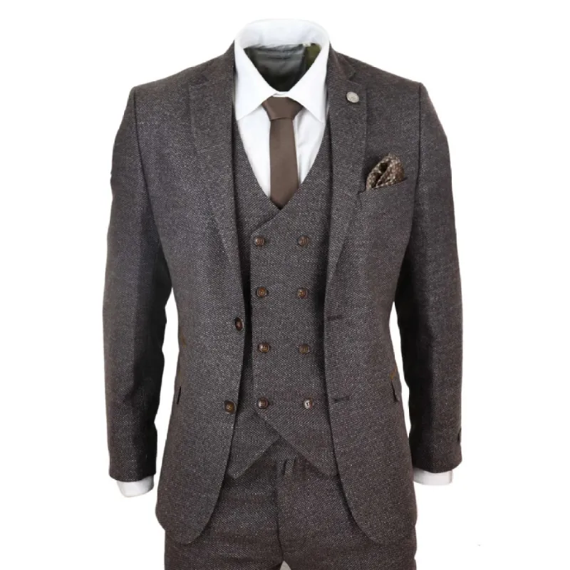 STZ32 - Men's Wool 3 Piece Suit Double Breasted Waistcoat Tweed 1920s sold by Tru Clothing