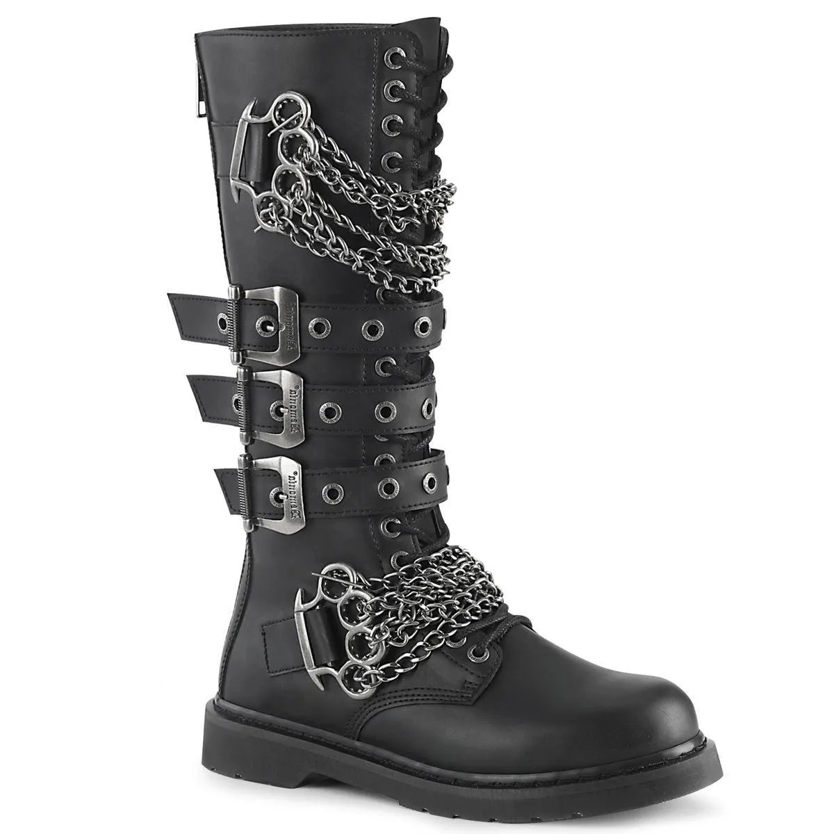 Mens Biker Boots Demonia Bolt-450 Goth Punk Rock Chain Knee