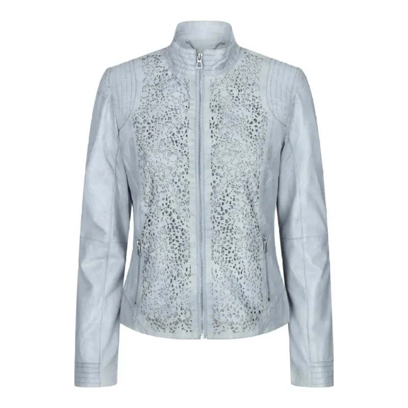 Women's Leather Beige Biker Jacket Classic Motorcycle sold by Tru Clothing