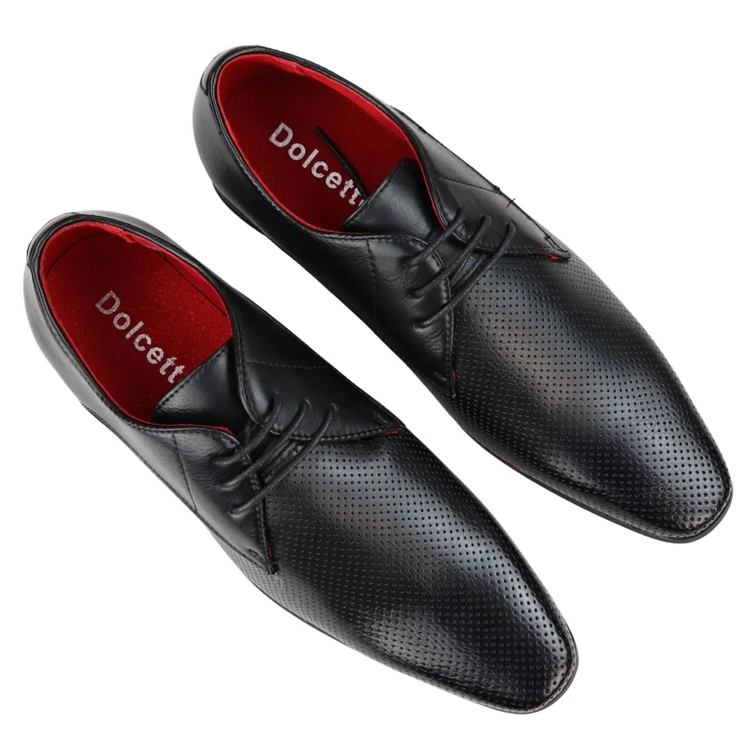 Mens Shoes Smart Formal Perforated Pointed Laced Black Leather PU sold by Tru Clothing product image thumbnail 4