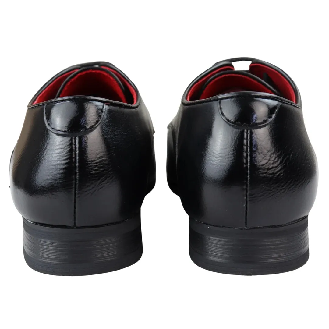 Mens Shoes Smart Formal Perforated Pointed Laced Black Leather PU sold by Tru Clothing product image thumbnail 5