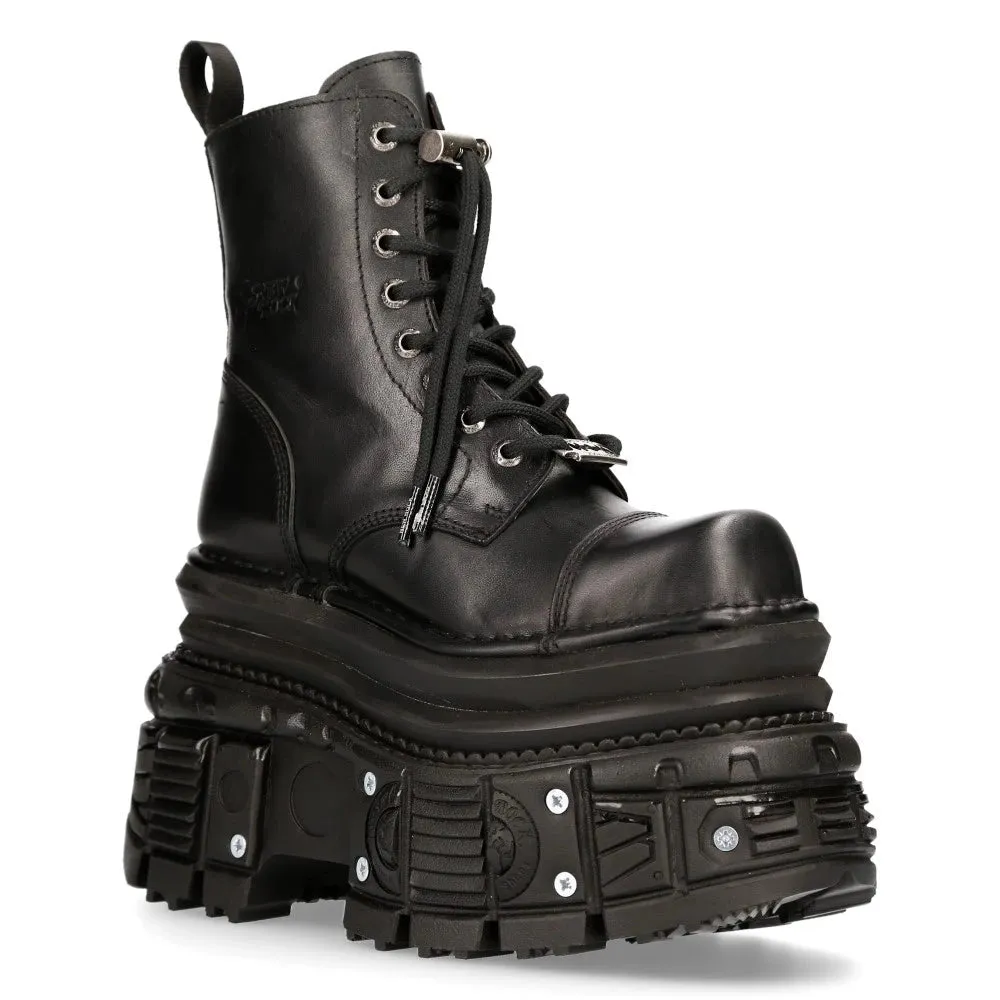 New Rock MILI083CCT-C4 Metallic Black Leather Military Boots Punk Goth Rock sold by Tru Clothing product image thumbnail 3