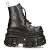 New Rock MILI083CCT-C4 Metallic Black Leather Military Boots Punk Goth Rock sold by Tru Clothing