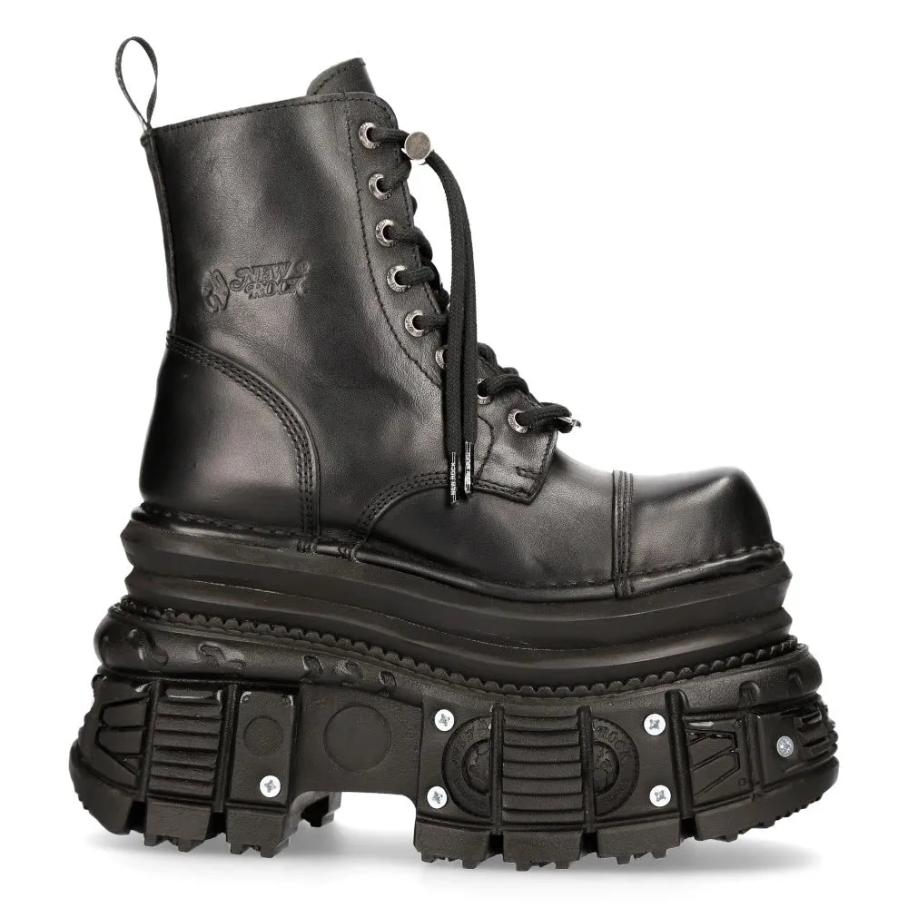 New Rock MILI083CCT-C4 Metallic Black Leather Military Boots Punk Goth Rock sold by Tru Clothing product image thumbnail 2