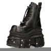 New Rock MILI083CCT-C4 Metallic Black Leather Military Boots Punk Goth Rock sold by Tru Clothing