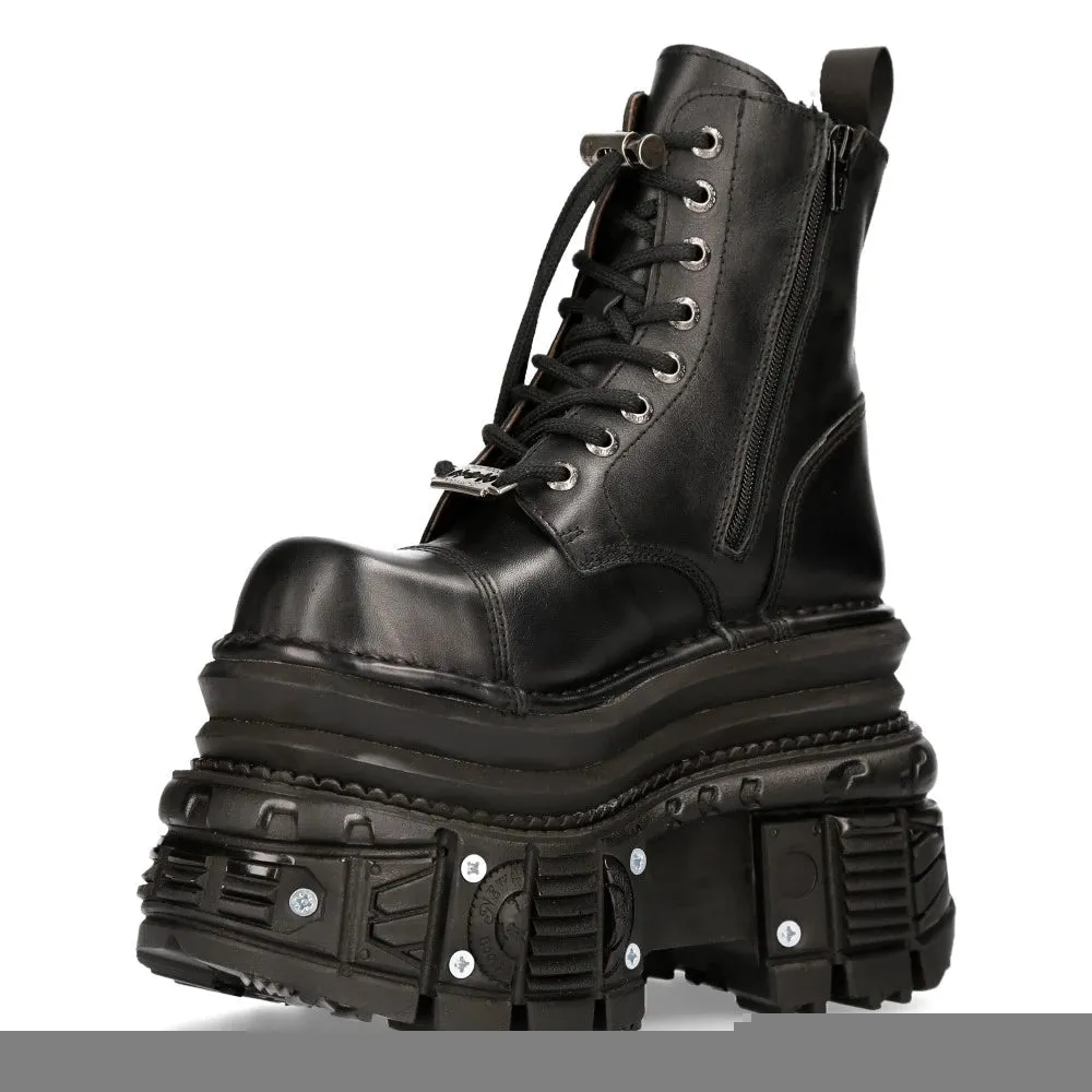 New Rock MILI083CCT-C4 Metallic Black Leather Military Boots Punk Goth Rock sold by Tru Clothing product image thumbnail 5