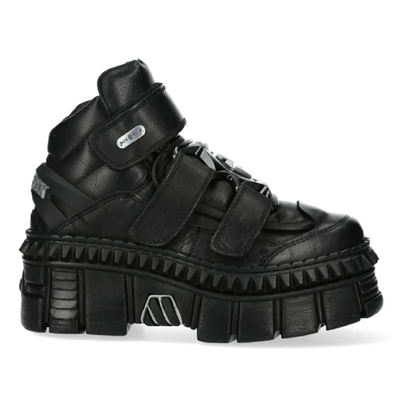 New Rock Boots Punk WALL285-S3 Unisex Metallic Black Leather Platform Gothic Shoes sold by Tru Clothing
