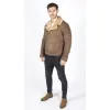 Men's Sheepskin Leather Cross Zip Flying Aviator Jacket Camel Brown Fur sold by Tru Clothing