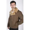 Men's Sheepskin Leather Cross Zip Flying Aviator Jacket Camel Brown Fur sold by Tru Clothing