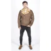 Men's Sheepskin Leather Cross Zip Flying Aviator Jacket Camel Brown Fur sold by Tru Clothing