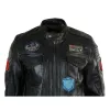 Men's Black Leather Zip Jacket Badge Racing US Pilot sold by Tru Clothing