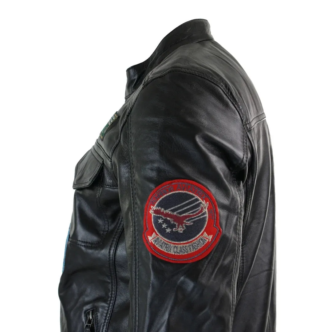 Men's Black Leather Zip Jacket Badge Racing US Pilot sold by Tru Clothing product image thumbnail 4