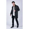 Men's Black Brown Leather Trench Coat Button 3/4 sold by Tru Clothing