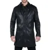 Men's Black Brown Leather Trench Coat Button 3/4 sold by Tru Clothing