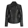 Women's Leather Biker Rock Black Jacket sold by Tru Clothing