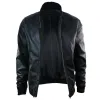 Men's Leather Black Varsity Bomber Jacket Classic Black Brown sold by Tru Clothing