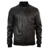 Men's Leather Black Varsity Bomber Jacket Classic Black Brown sold by Tru Clothing
