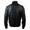 Men's Leather Black Varsity Bomber Jacket Classic Black Brown sold by Tru Clothing