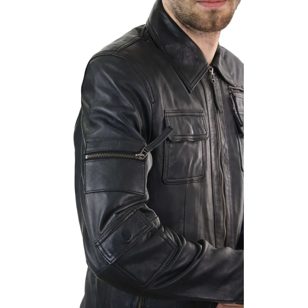 Men's Short Box Leather Jacket Black Zipped sold by Tru Clothing product image thumbnail 5