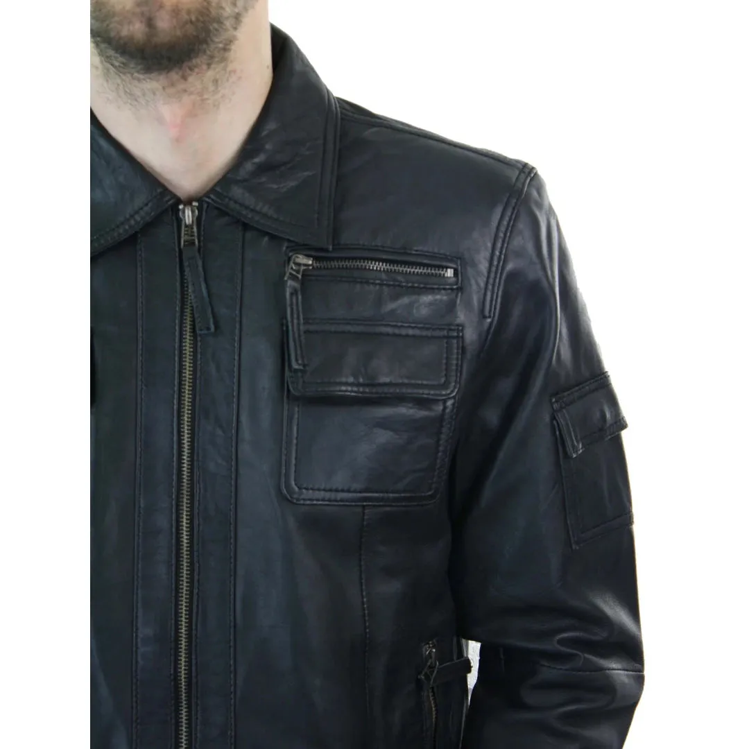 Men's Short Box Leather Jacket Black Zipped sold by Tru Clothing product image thumbnail 3
