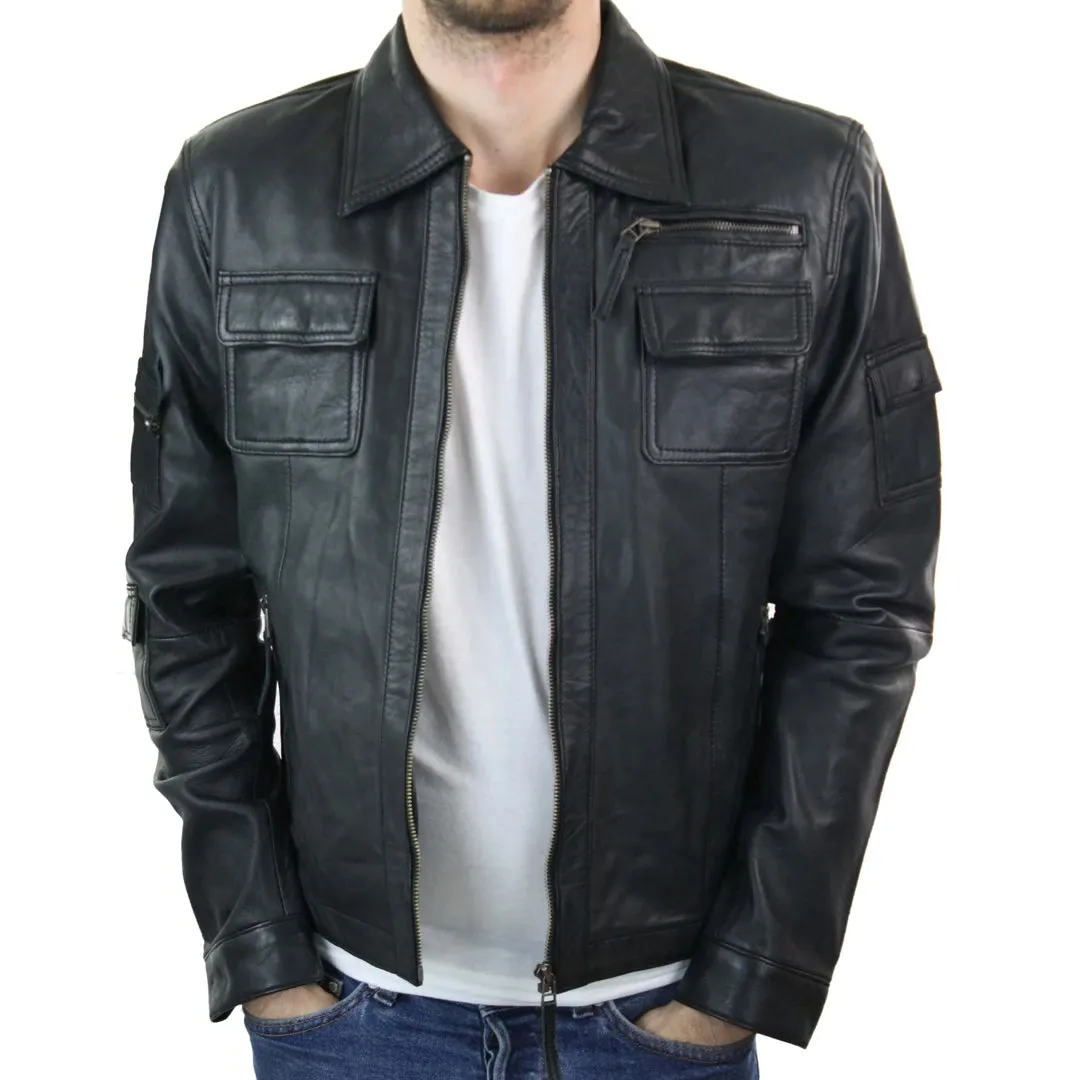 Men's Short Box Leather Jacket Black Zipped sold by Tru Clothing product image thumbnail 2