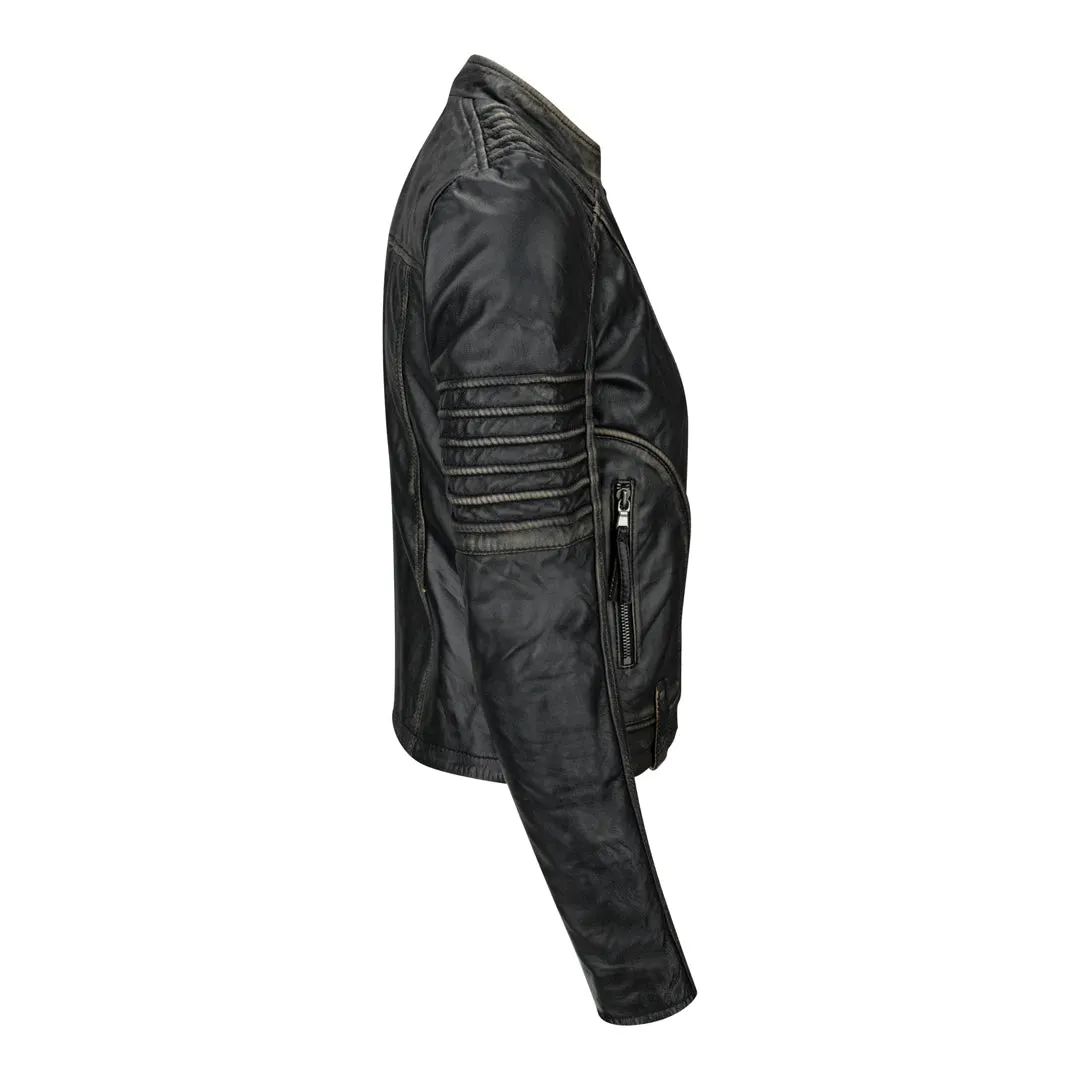 Women's Women's Girls Soft Black Gold Leather Short Biker Jacket sold by Tru Clothing product image thumbnail 2