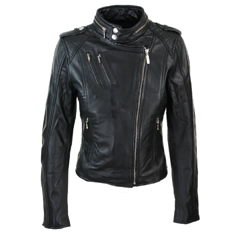 Women's Leather Red Biker Jacket Velvet Lining sold by Tru Clothing